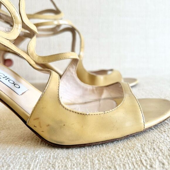 Jimmy Choo Nude Stiletto Patent Leather Sandal in Worn Condition Size EU 40.5 - Picture 4 of 16